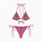 Blue pictograph recycled string bikini